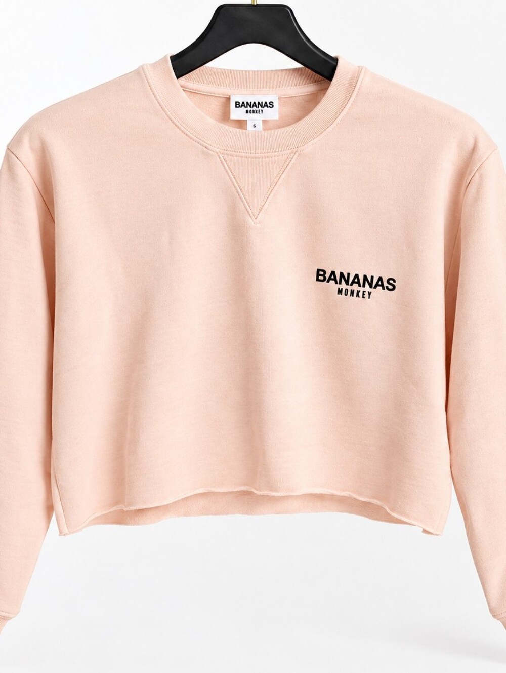 Bananas Monkey Blush Pink Cropped Crewneck Sweater